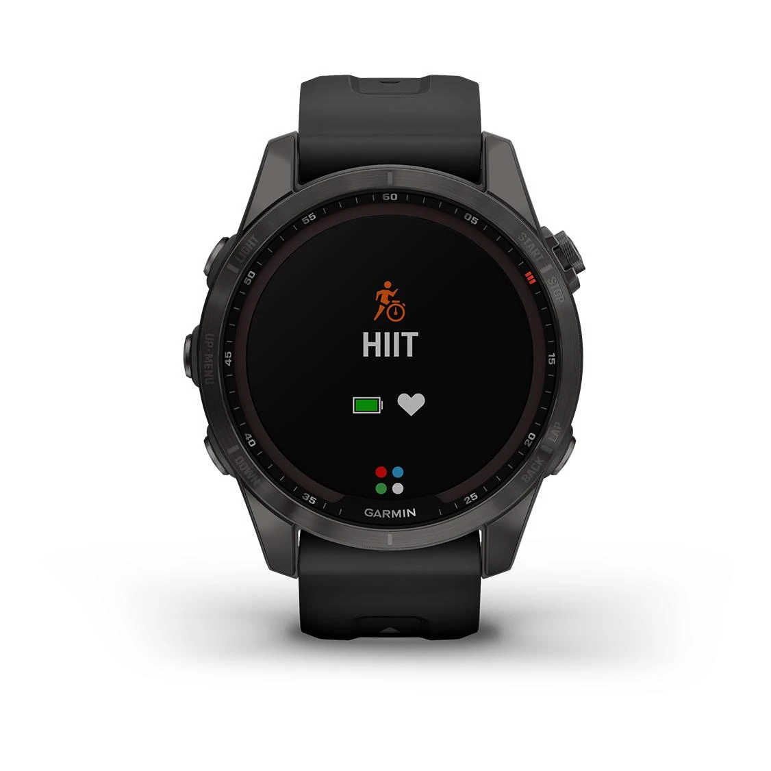 Garmin Fénix 7S Sapphire Solar Titane Carbon Gray DLC (Bracelet Noir) Gris – Image 2