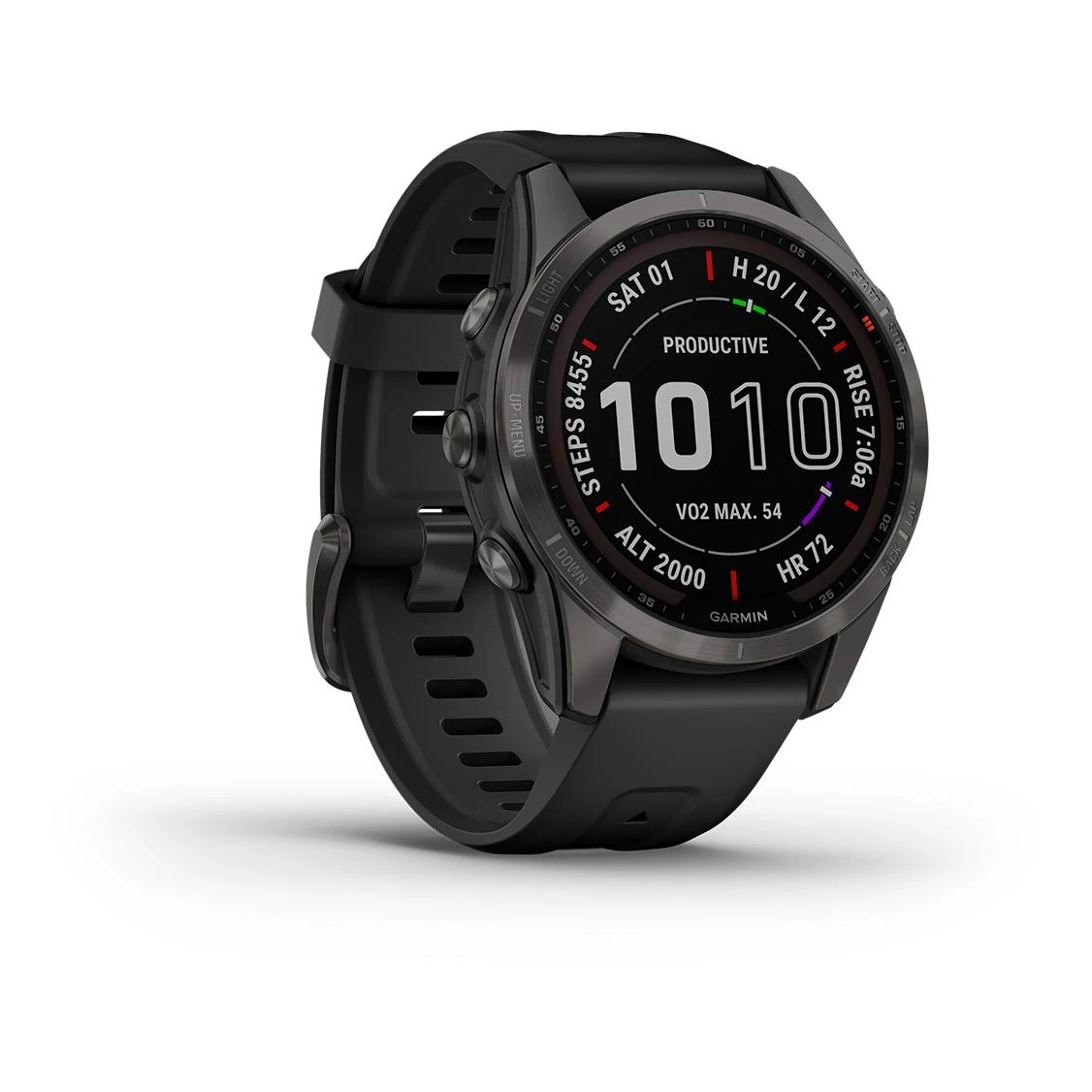 Garmin Fénix 7S Sapphire Solar Titane Carbon Gray DLC (Bracelet Noir) Gris – Image 7