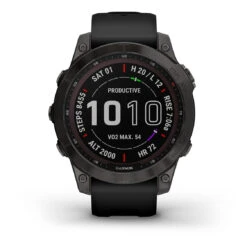 Garmin Fénix 7 Sapphire Solar Titane Carbon Gray DLC (Bracelet Noir) Gris