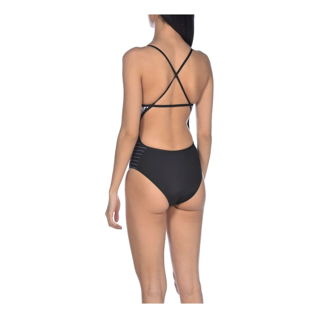 Arena Dark Floral Stripes Accelerate Back Femme Noir – Image 3