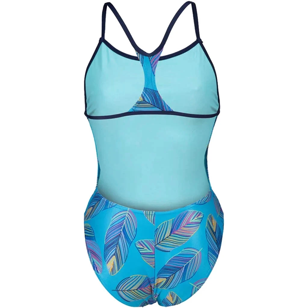 Arena Falling Leaves Swimsuit Booster Back Femme Turquoise – Image 3