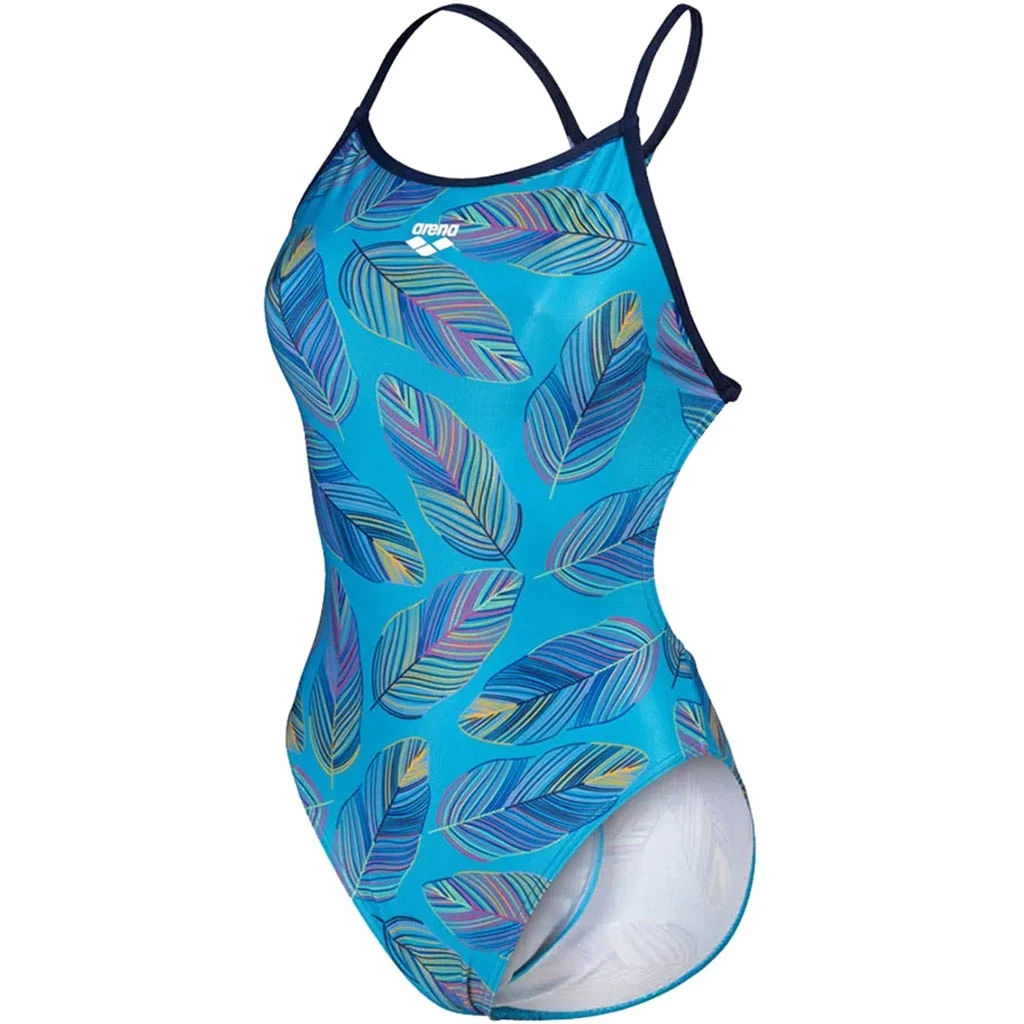 Arena Falling Leaves Swimsuit Booster Back Femme Turquoise – Image 2