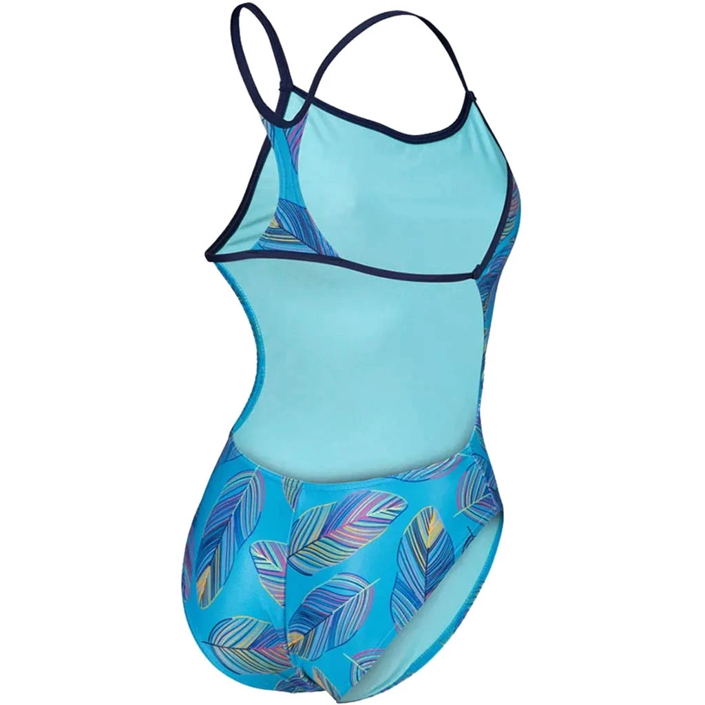 Arena Falling Leaves Swimsuit Booster Back Femme Turquoise – Image 4