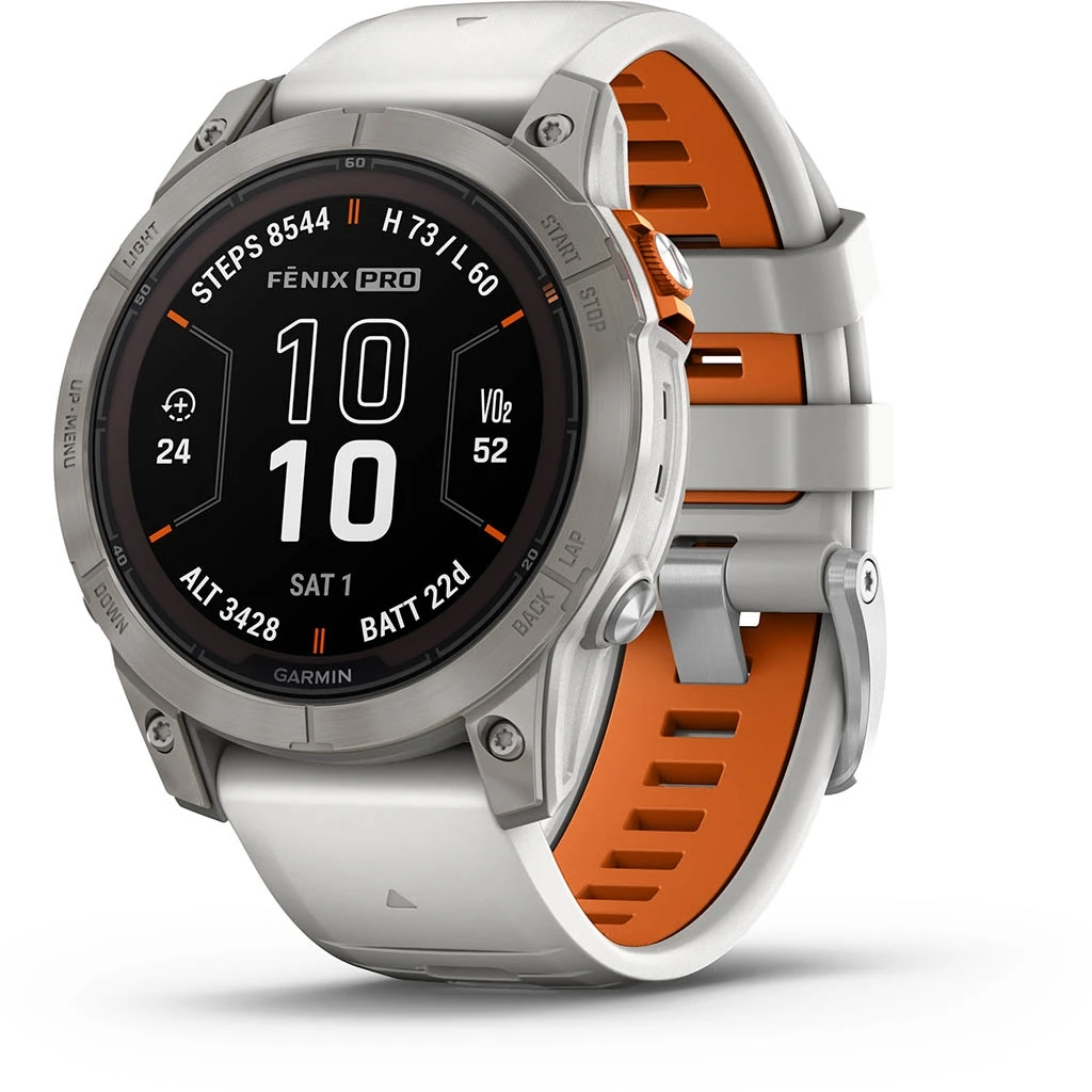 Garmin Fenix 7 Pro Sapphire Solar Titane Gray (Bracelet Gris Et Orange) Gris