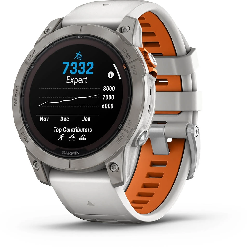 Garmin Fenix 7 Pro Sapphire Solar Titane Gray (Bracelet Gris Et Orange) Gris – Image 2