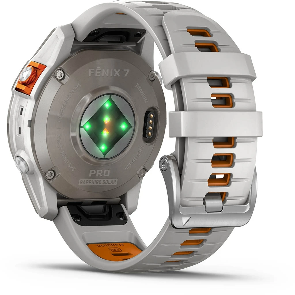 Garmin Fenix 7 Pro Sapphire Solar Titane Gray (Bracelet Gris Et Orange) Gris – Image 13